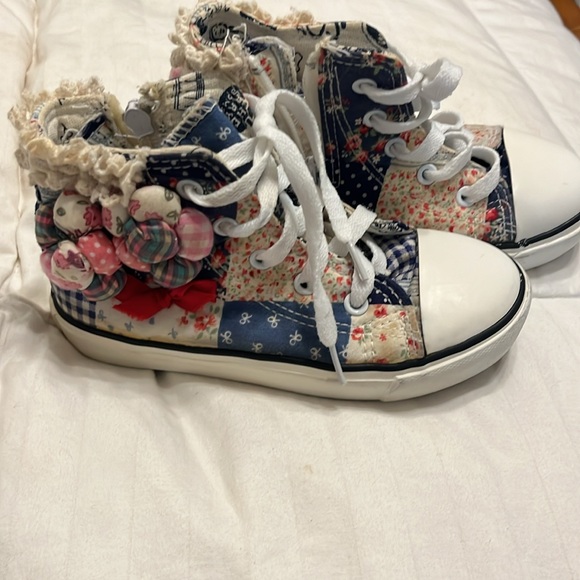 Yeeshow Girls High Top Patchwork Patch Sneakers Blue White 13 US / 30 Euro - Picture 2 of 8